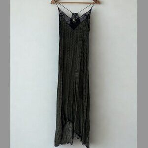 Zadig & Voltaire Dark Green Slip Dress with Star Lace Details
